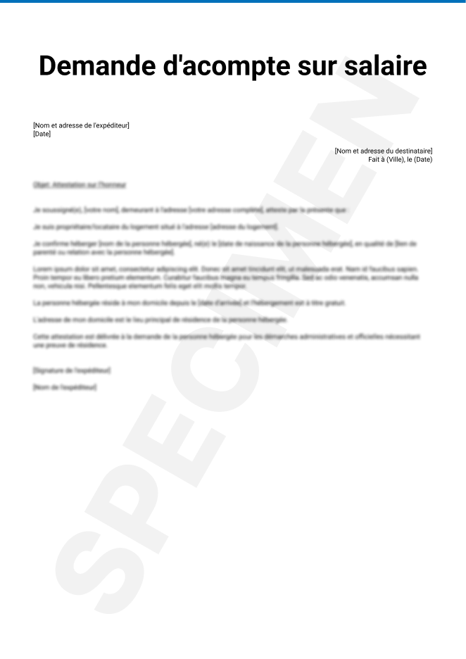 Demande d'acompte sur salaire