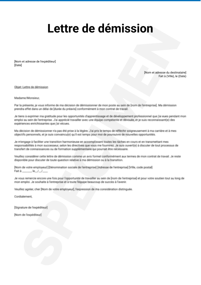 Lettre de démission